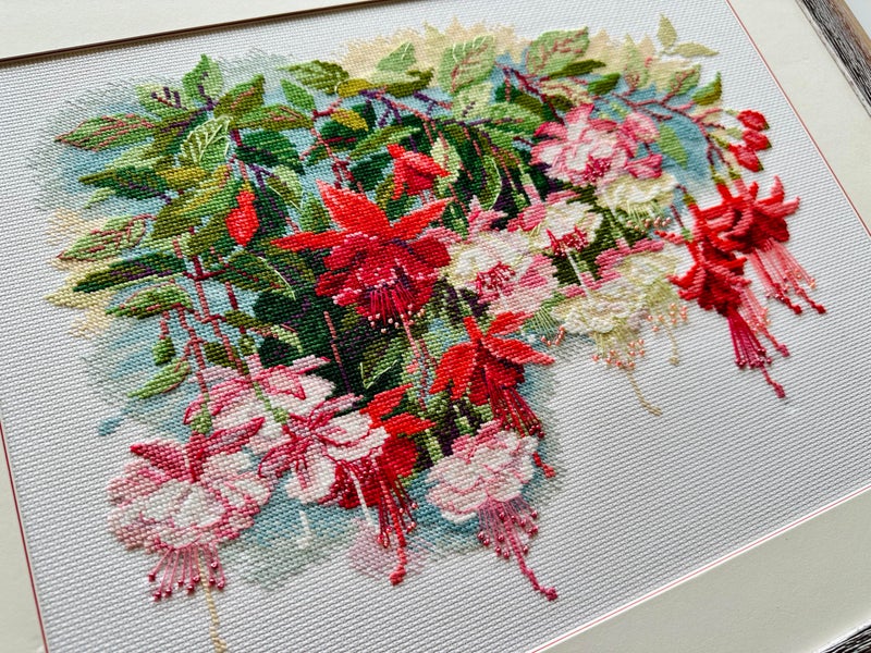 RIOLIS - Fuchsia 1398, Floral Cross Stitch Kits 15Â¾"x11Â¾, Cross Stitch Kits for Beginners & Advanced, Crossstitching Kits Adult, Counted Stitching Kits, Flowers Embroidery Kit - Image 3